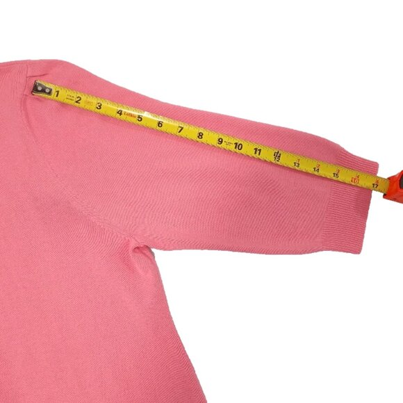 Tres You Vintage Pink Knit Polo Sweater Top 3/4 Sleeve Collared Preppy Retro XL - Picture 5 of 8